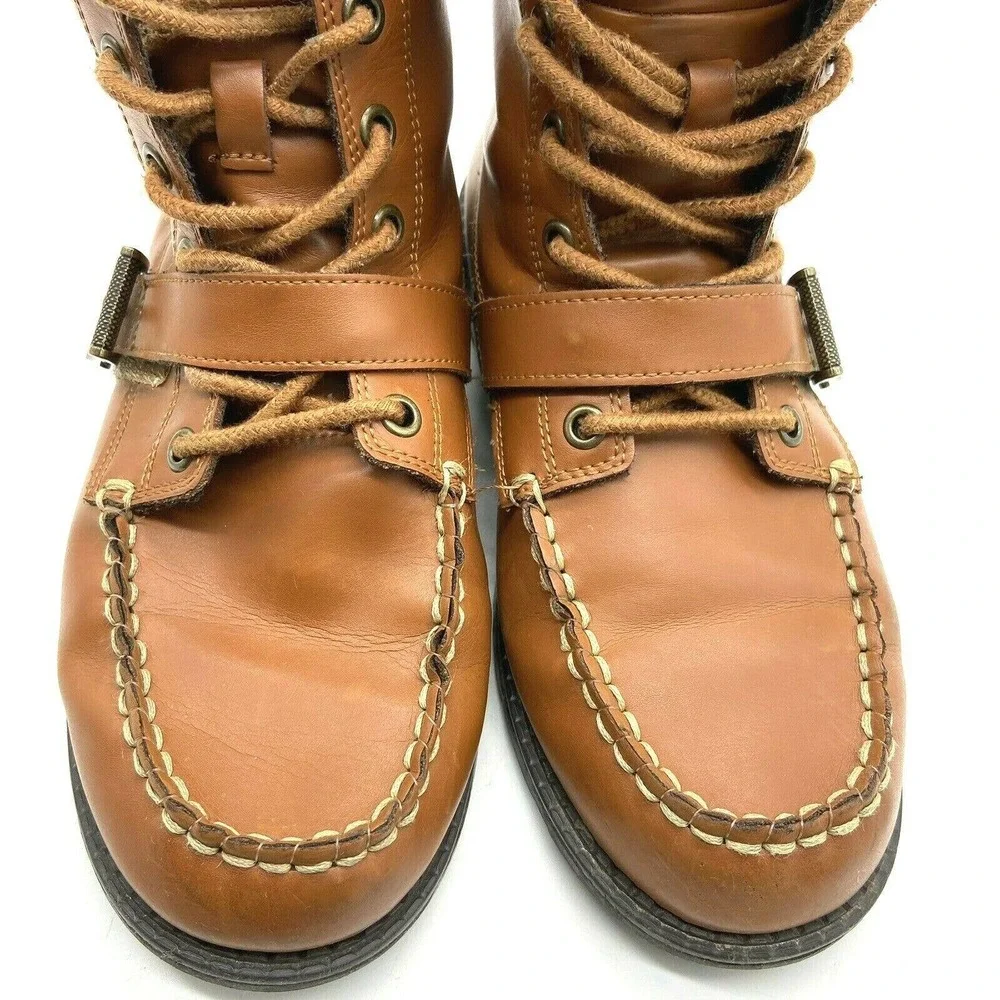 Polo by Ralph Lauren leather boots size 5 Brown lace Tie‎ Up High Ankle unisex - Picture 4 of 12